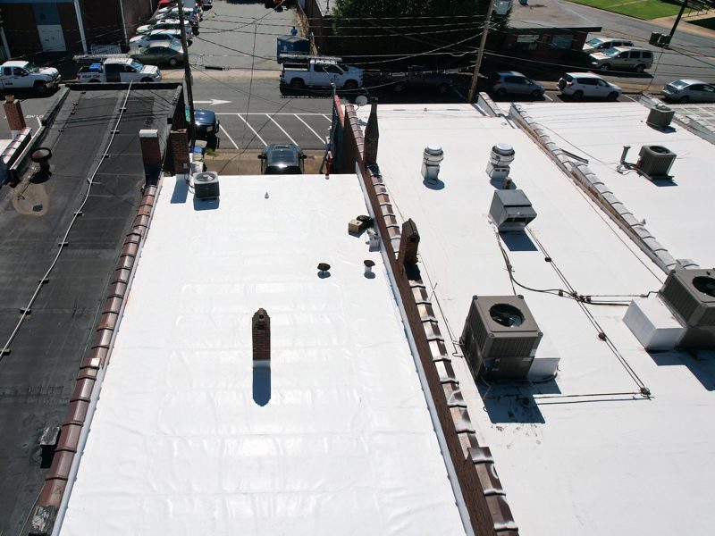 Flat Roof Repair Work Underway